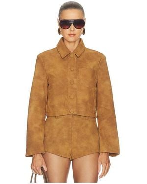 Bardot Lorenzo Croc Faux Suede Jacket - Brown
