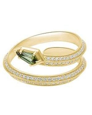 STONE AND STRAND Shield Serpent Ring - White