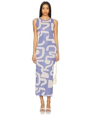 MINKPINK Iris Intarsia Knit Midi Dress - Blue