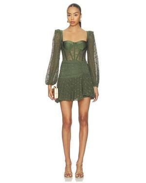 PATBO Sirena Mesh Long Sleeve Mini Dress - Green