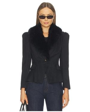L'Agence Kaisley Fur Collar Blazer - Black