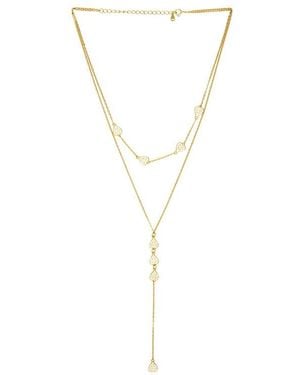Mazin Jewels Pave Heart Lariat Necklace - Metallic