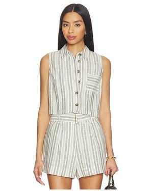 Hevron Katja Yarn Dyed Top - White
