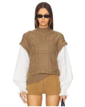 Astr Angeline Mixed Media Jumper - Brown