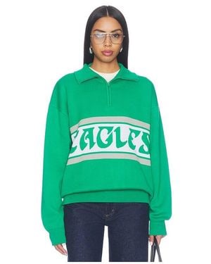 Terez Philadelphia Eagles Team Stripe Quarter Zip Sweater - Green