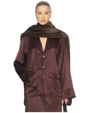Helsa The Silk Charmeuse Pajama Shirt - Brown