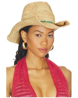 Flora Bella Tanya Crochet Raffia Cowboy Hat - Natural
