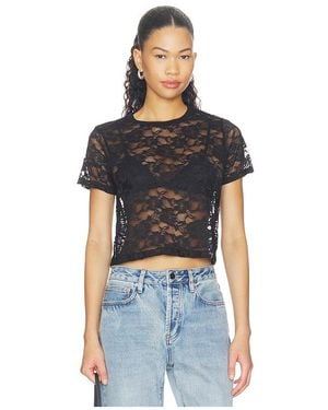Michael Lauren Tyrique Shortsleeve Crop Baby Tee - Black