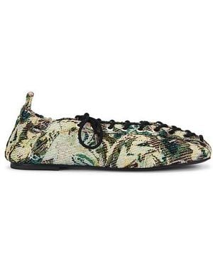 Ganni Lace Up Ballerina - Green