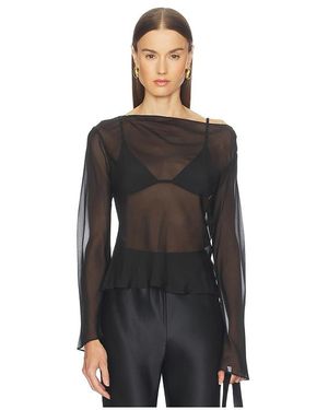 SIR. Strobe Long Sleeve Cowl Top - Black