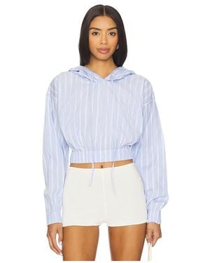 YUHAN WANG Stripe Hoodie Top - White