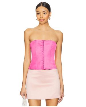 GUIZIO Satin Lace Up Corset - ピンク