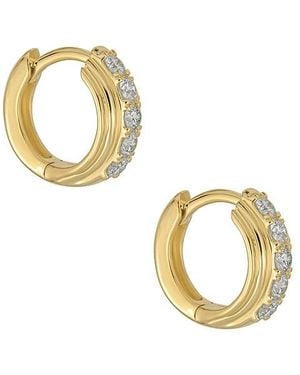 STONE AND STRAND Dainty Boulevard Huggie Earrings - Metallic