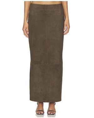 St. Agni Suede Column Skirt - Brown