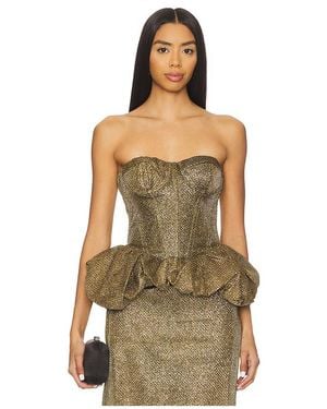 PATBO Blusa Peplum Tejida En Color Oro Metálico Talla (También En 4, 6)