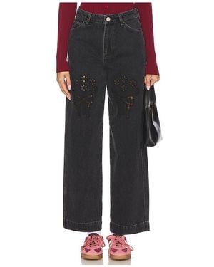 Damson Madder Drew Wide Leg Jeans - Black