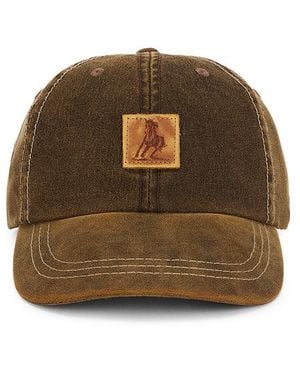 One Of These Days Running Horse Leather Patch Hat - Natural