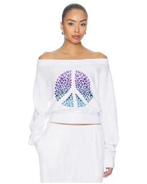 Lauren Moshi Bronwyn Off The Shoulder Sweatshirt - White