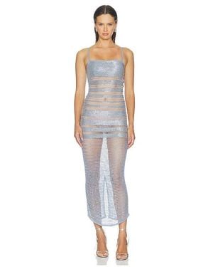 HAELO Gradiated Embellished Dress - White