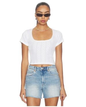 GOOD AMERICAN The Pointelle Square Neck Top - Blue