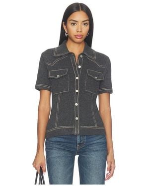 Central Park West Sienna Western Short Sleeve Sweater - Black