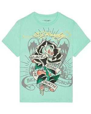 Ed Hardy Rose Rhinestone Tee - Green