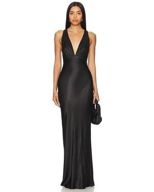 Shona Joy La Lune Plunged Cross Back Maxi Dress - Black
