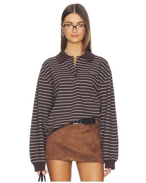 ROTATE BIRGER CHRISTENSEN Pique Longsleeve Polo - Brown