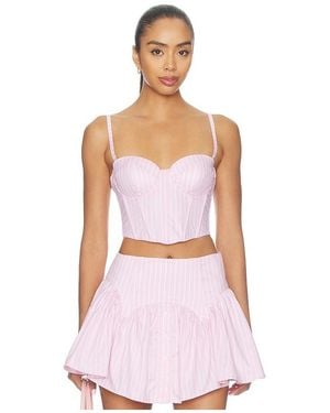 Fleur du Mal Poplin Cropped Hamptons Bustier - Pink