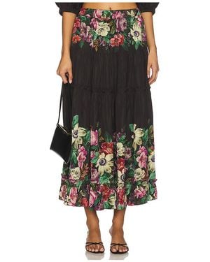 Sea Viktoria Print Midi Skirt - Black
