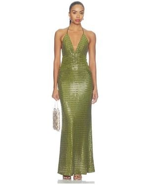 Runaway the Label Nara Deep V-Neck Maxi Dress - Green