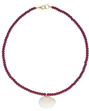 Casa Clara Hallie Beaded Necklace With Seashell - White