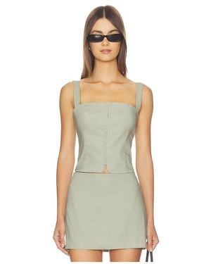 GOOD AMERICAN The Linen Corset Top - Green