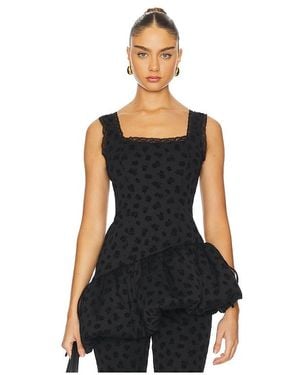 For Love & Lemons Claira Asymmetric Top - Black