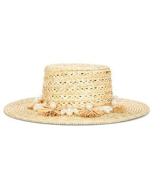 Lele Sadoughi Pearl Poms Straw Hat - White