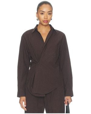 Pistola Mila Long Sleeve Button Down Wrap Top - Brown