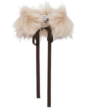 AKNVAS Runway Long Haired Faux Fur Choker - Natural