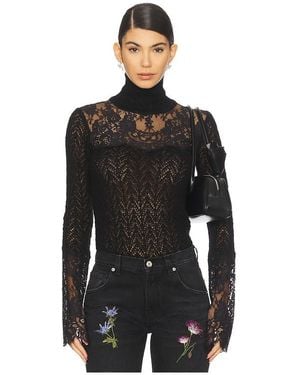 Blumarine Knit Lace Top - Black