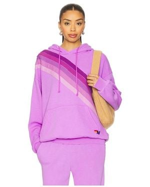 Aviator Nation Cross Stripe Relaxed Pullover Hoodie - Purple