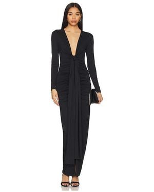 Susana Monaco Tie Gathered Long Sleeve Dress - Black