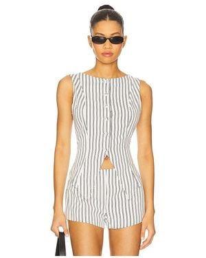 ALL THE WAYS Alerie Button Front Top - White