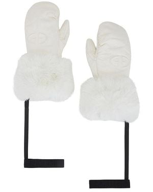 Goldbergh Adore Leather Embossed Logo Mittens - White