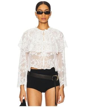 Sea Marja Embroidery Capelet Blouse - White