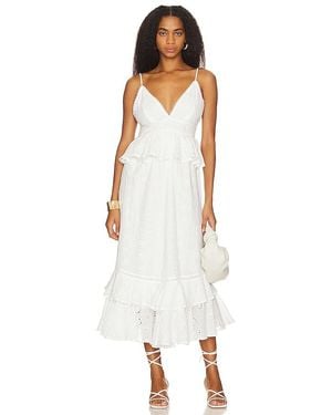 Line & Dot Lotus Dress - White