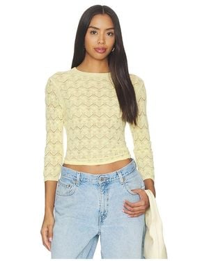 Vince Fine Lace 3/4 Sleeve Crew Neck - Blue