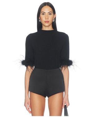 W. Cashmere Alaiya Top With Feathers - Black