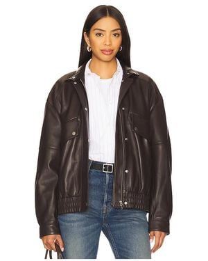 Rag & Bone Aria レザーボンバー - ブラック