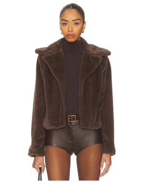 MORE TO COME Payton Faux Fur Jacket - Brown