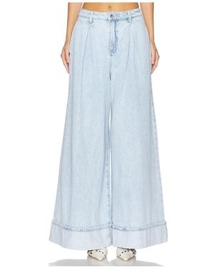 WeWoreWhat Pleated Wide Leg Jeans En Claro Talla (También En 25) - Azul