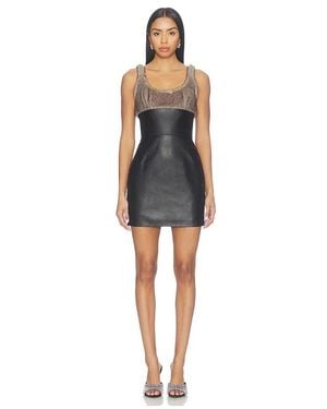 Alexander Wang Tailored Leather Dress With Faux Fur - Black